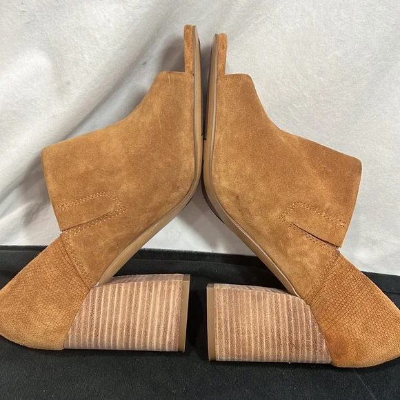 Anthropologie Franco Sarto Ellison Leather Suede Mules Shooties Block Heels - Picture 6 of 11